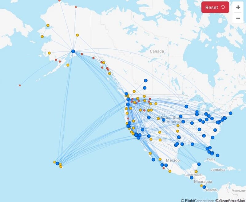 Alaska Airlines Streckennetz